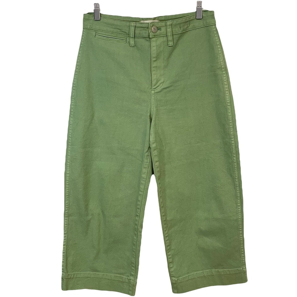 Madewell Curvy Slim Emmett Wide Leg Crop Pants Sage Green 26P High Rise Utility